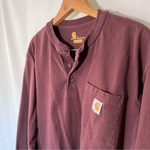 Carhartt Long Sleeve 1/4 button Red brown men’s Large